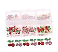 OUNONA Lot De 60 Pour Ongles Cerise Décorations Pour Ongles Breloques En Zircon Fournitures Pour Nail Art Cristaux Colorés Pour Fêtes Usage Quotidien Accessoires De Beauté