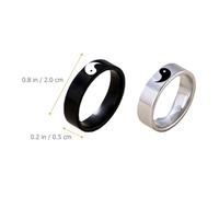 OUNONA Lot de Bagues Yin Yang Tai Chi en Acier Inoxydable, Bagues Assorties pour Couples Unisexes, Anneaux Symboliques Tai Chi, Taille Unique, Présent Amour pour Lui, Usage Quotidien