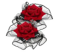 OUNONA Mitaines en Dentelle Noire Élastique avec Motifs Floraux Élégants Manchettes Ajustables pour Femmes Accessoires Gothiques pour Mariage Halloween et Soirée