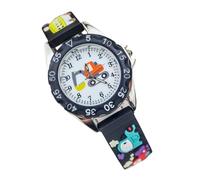 OUNONA Montre à Quartz pour Garçon Et Filles Garçon Fille, Bracelet Réglable en Silicone Noir, Montre Éducative Dessin Animé, Usage Quotidien Et Scolaire, Cadran Compact, Confortable Et Précis