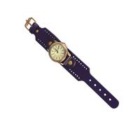 OUNONA Montre-Bracelet pour Femme en Cuir Véritable Bleu, Style Rétro Cadran Romain, Précise et Confortable, pour Noël et Mariage