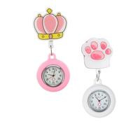 OUNONA Montres D'infirmière Lumineuses à Clip en Silicone, Lot De 2, Quartz Précis, Portables pour Médecins Et Étudiants, Montre De Poche Pratique Nuit Hôpital