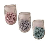 OUNONA Moufles de Bain Exfoliants 3Pcs Accessoires de Bain en Tissu Souple pour Homme et Femme