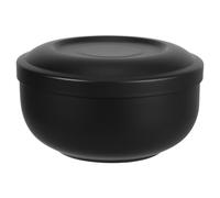 OUNONA Noir Bol à Savonnette à Raser avec Couvercle en Acier Inoxydable | Porte-blaireaux Intégré, Usage Humide et Voyage, Style Rétro Élégant, pour Crème et Brosse