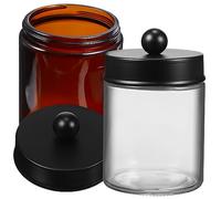 OUNONA Organisateur Compact en Verre 2pcs de Disques Démaquillants et Rangement D'objets Petits et Ronds avec Couvercles pour Salle de Bain