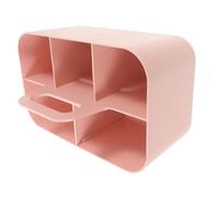 OUNONA Organisateur De Bureau Compartimenté 5 Cases Avec Poignée Plastique, Rangement Multifonction Pour Fournitures Et Cosmétiques, Petit Format Rose, Bureau Élève Salle De Bain