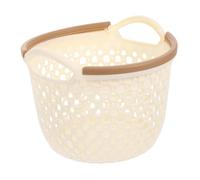OUNONA Panier De Rangement Creux Étanche Petit Taille En Plastique Beige Crème Avec Poignée Panie à Domicile Bureau Chambre Salle De Bain La Cuisine Organisateur Polyvalent