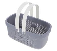 OUNONA Panier de Rangement de Salle de Bain Grand Format Gris Blanc Poignée Organisateur de Bain en Pp Résistant Panier Multi-usages Cuisine Buanderie et Voyage