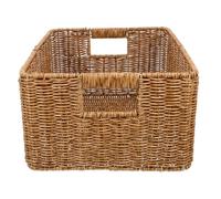 OUNONA Panier De Rangement Plastique 34x26x16 Cm Poignées Double Face Tressé Imitation Rotin Grosse Capacité Pour Bureau Maison Garçon Et Filles