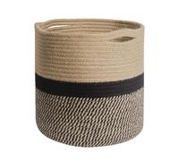 OUNONA Panier de Rangement Tissé 30 CM en Corde de Coton, Bac de Rangement pour Articles Divers Jaune et Noir, Conteneur Pratique pour Maison, Salon et Salle de Bain