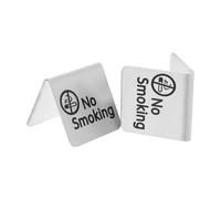 OUNONA Panneaux 2pcs Interdiction de Fumer en Acier Inoxydable Indicateur de Table Réservée et Bureau Non-fumeur, Design Moderne Argenté pour Hôtel et Hôpital