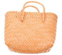 OUNONA Paquet Fourre-Tout Tissé en Plastique Beige Petit Format Cabas de Plage Bohème Solide Panier Tressé Polyvalent pour Voyage et Repas en Plein Air Paquet à Main Léger et Spacieux