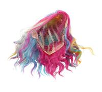 OUNONA Perruque courte synthétique de sirène, cheveux bouclés et ondulés, couleur arc-en-ciel, pour femmes et filles, décorations de fête, Halloween, cosplay