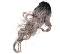 OUNONA Perruque grise longue et ondulée pour femme - Cheveux synthétiques résistants à la chaleur, dégradés, bouclés, aspect naturel, pour un cosplay quotidien ou une fête
