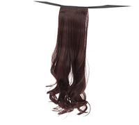 OUNONA Perruque Queue de Cheval Longue Bouclée Cheveux Synthétiques Extension de Cheveux Châtain Foncé pour Occasions Spéciales