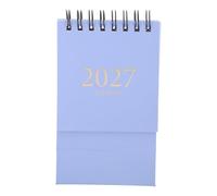 OUNONA Petit calendrier de bureau 2027-2028, 18 mois, format vertical, de janvier 2027 à juin 2028, mini-calendrier esthétique, papier épais, reliure spirale métallique, bleu
