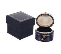 OUNONA Petite Boîte à Bijoux Vintage En Papier Similicuir Robuste, Écrin Ovale Compact Pour Rangement De Bagues, Portable Pour Cérémonie Et Usage Quotidien, Couleur Bleu Foncé