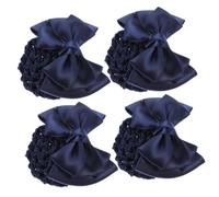 OUNONA Pinces à Cheveux pour Occasions Formelles et Décontractées Lot de 4 en Filet à Nœud Bleu Tissu Oxford et Métal, Effet Décoratif, Gestion des Cheveux pour Femme