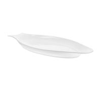 OUNONA Plat de Service Céramique Ovale Blanc Assiette à Poisson Embossée Antidérapante Plateau Élégant pour Apéritifs et Plats Vapeur Adapté Aux Réunions Familiales et