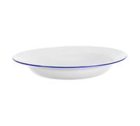 OUNONA Plat De Service Rond En Émail Blanc 26 Cm, Assiette Cuisine Vintage Multi-usages, Stable Et Lisse, Pour Fruits, Entrées Et Dîner à Domicile Ou Restaurant