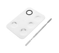 OUNONA Plateau De Mélange De Maquillage Inox 2 Pièces Grand Format 5 Compartiments Avec Spatule Cosmétique Portable Pour Fond De Teint Et Nail Art