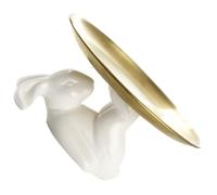 OUNONA Plateau de Service Doré Grand Format en Métal avec Motif Lapin Plateau à Aliments Multi-Usages pour Collations Fruits Secs et Goûter Assiette Décorative Cuisine et Salon