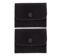 OUNONA Pochette de Rangement Bijoux et Montres en Flanelle Douce à Fermeture Pression, Taille Moyenne, Couleur Gris Charbon, Lot de 2, Paquet Polyvalent pour Organisation et Transport