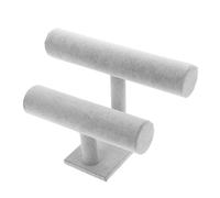 OUNONA Porte-bracelets Double Niveau en Velours Gris, Présentoir à Montres Pratique et Résistant pour Accessoires de Bijoux, Support Élégant pour Rangement Domestique et Commercial, 2