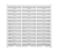 OUNONA Porte-cd de Bureau Blanc en PVC, 36 Compartiments, Rangement Fermé | Structure Multi-grilles Polie sans Bavure, Accès Rapide aux Disques, pour Espace Multimédia ou Bureau, Support en Bois