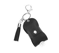 OUNONA Porte-clés Porte-bouteille En Cuir 2 Pièces Taille Moyenne Housse à Franges Noire Et Flacon Trapezoïdal 30 Ml Étanche Portable Pour Randonnée Voyage Usage Extérieur