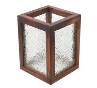 OUNONA Porte-pinceaux de Maquillage en Verre et Bois, Système de Rangement Vertical Élégant pour Accès Rapide et Organisation Décorative Table
