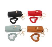 OUNONA Porte-Rouge à Lèvres Portable Lot de 4 en PU avec Miroir Cœur Mini Étui Compact pour Paquet à Main Pochette Organisateur de Maquillage de Voyage Couleurs Jaune Vert Rouge Noir