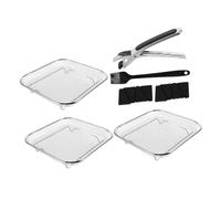 OUNONA Rack Empilable pour Friteuse sans Huile Acier Inoxydable Support Multifonction pour Griller Déshydrater Vapeur et Égoutter Lhuile Accessoire Résistant Haute Température avec Pince