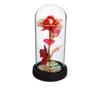 OUNONA Rose Artificielle avec Lumière dans Un en Verre, Rose Éternelle, en Verre, Fleur, Ornement De Bureau, Choix De Romantique, sans Batterie