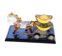 OUNONA Sculpture Cristal Cheval Feng Shui Figurine Carrosse Élégante Décoration Bureau et Voiture Ornement Prospérité et Fortune pour Année du Cheval