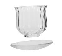 OUNONA Set de Tasse à Thé Verre Rayé Citrouille avec Sous-verre Tasse à Thé Kung Fu Transparente Résistante Chaleur pour Maison Bureau et Décoration Halloween