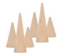 OUNONA Support de Bague en Bois Lot de 6 Cônes Présentoirs à Bijoux Organisateur de Bague Support Solide pour Bijouterie Design Élégant pour Affichage Cônes en Bois Multifonctionnels