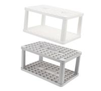 OUNONA Support De Maquillage 72 Trous, Lot De 2, Plastique Blanc Et Gris, Porte-pinceaux Multicolore, Rangement Cosmétique pour Stylo Eye-Liner, Usage Bureau Et Artistique