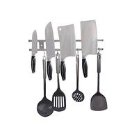 OUNONA Support Magnétique Mural pour Couteaux en Acier Inoxydable avec Double Barre et 6 Crochets, Cuisine et Garage, Rangement Puissant et Pratique