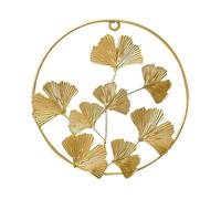 OUNONA Suspendre Murale Feuille de Ginkgo en Fer Doré Décoration Murale Nordique Ronde Ornement Suspendu Léger pour Salon Balcon et Chambre 1 Pièce