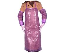 OUNONA Tablier Cuisine Imperméable Pvc à Manches Longues Violet, Protection Anti-huile et Saleté, Réglable la Taille, Surmanches, la Cuisine, Barbecue et Nettoyage, Ensemble Complet
