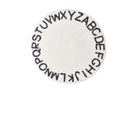 OUNONA Tapis Rond pour Garçon et Filles 120 Cm, Style Nordique, Antidérapant, Décoration de Sol 26 Lettres Anglaises Blanches, Tapis D’éveil Sécurisé pour Chambre Bébé ou Salle de Jeux