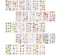 OUNONA Tatouages Temporaires Corps 60 Pcs Autocollants de Dessins Animés Imperméables Taille Moyenne Kit Autocollants Amovibles pour Fête Plage et Usage Personnel Décorations