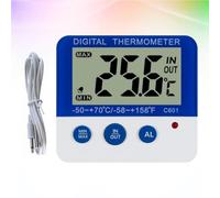 OUNONA Thermomètre Numérique Intérieur et Extérieur C601 Alarme Haute et Basse Température, Écran Lcd, Matériau Abs, Cuisine et Réfrigérateur