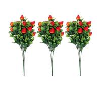 OUNONA Tiges Artificielles de Fraise Réalistes 3 Pcs, Branches de Fraisiers Rouges Décoratives, Bouquet de Fruits Factices pour Décoration Intérieure Salon Salle à Manger, Solide Toute