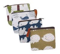 OUNONA Trousse De Maquillage en Toile 4pcs Paquet à Monnaie Zippés Modèle Cartoon Accessoires Pratiques Et Filles Voyage Comprend Motifs Ours Polaire Hérisson Baleine Et Arbre