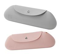 OUNONA Trousse de Maquillage Portable en Silicone 2Pcs Petit Format Étanche Voyages Pochette Support de Pinceaux