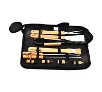 OUNONA Ustensiles Barbecue Portables pour Camping Spatule Fourchette Pince et Couteau avec Housse de Transport
