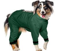 OUOBOB Manteau de pluie avec 4 pattes pour chien, imperméable, protection ventrale pour labrador, braque de Weimar, doberman, berger allemand, rottweilée, gilet réglable pour herbe humide/boue