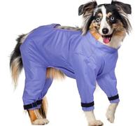 OUOBOB Manteau de pluie pour chien avec jambes, protection de poitrine, ventre et jambe pour grands chiens comme Border Collie, Golden Retriever, gilet réglable pour herbe humide/boue, promenades